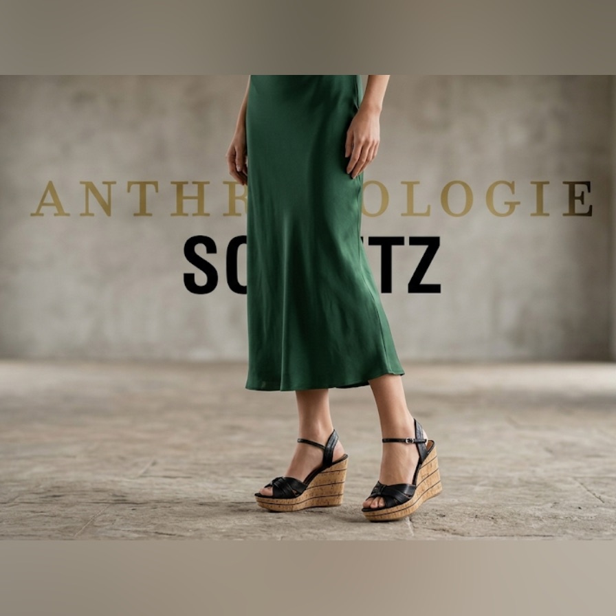 Authentic Anthropologie Schutz Brand Black Leather Wedge Sandals Sz 10